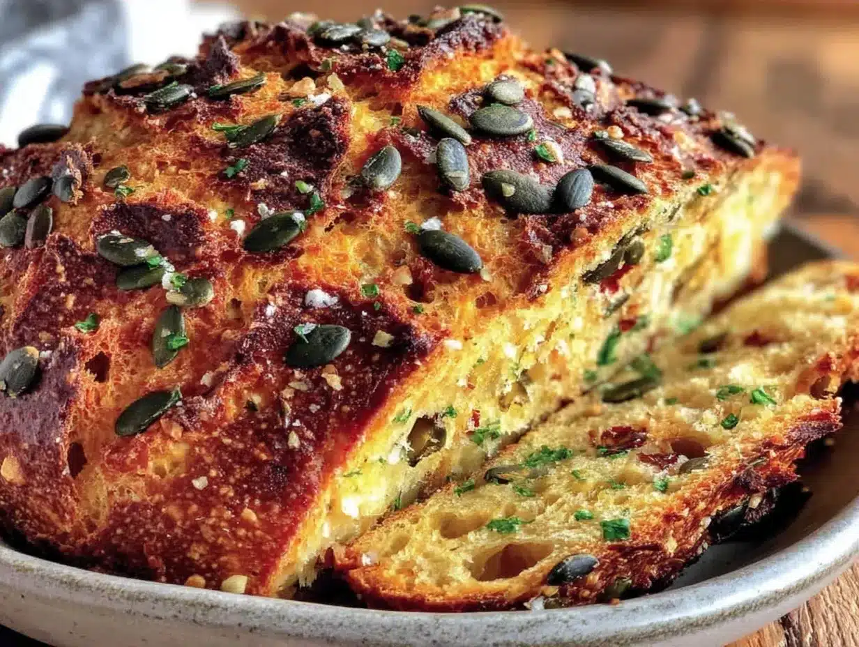 Einfaches Sauerteigbrot mit Kürbiskernen: 25 Min Abendessen 4 Einfaches Sauerteigbrot mit Kürbiskernen preparation steps