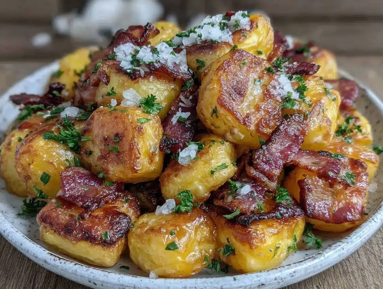 Knusprige Bratkartoffeln mit Speck: 15 Min. Einfach 4 knusprige Bratkartoffeln mit Speck preparation steps