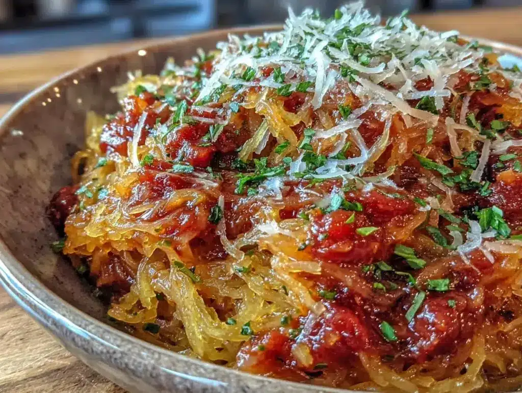 Spaghettikürbis mit Tomatensoße - featured image