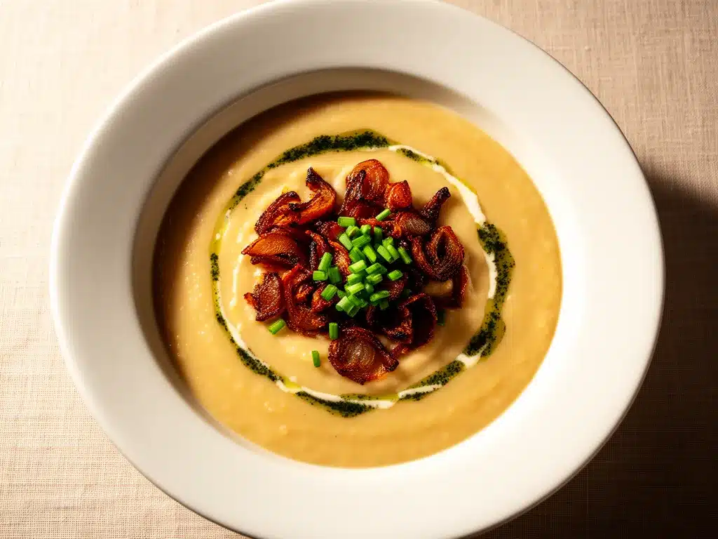 Cremige Erntedank Kartoffelsuppe mit Röstzwiebeln: 5 Min Rezept 4 Cremige Erntedank Kartoffelsuppe mit Röstzwiebeln preparation steps
