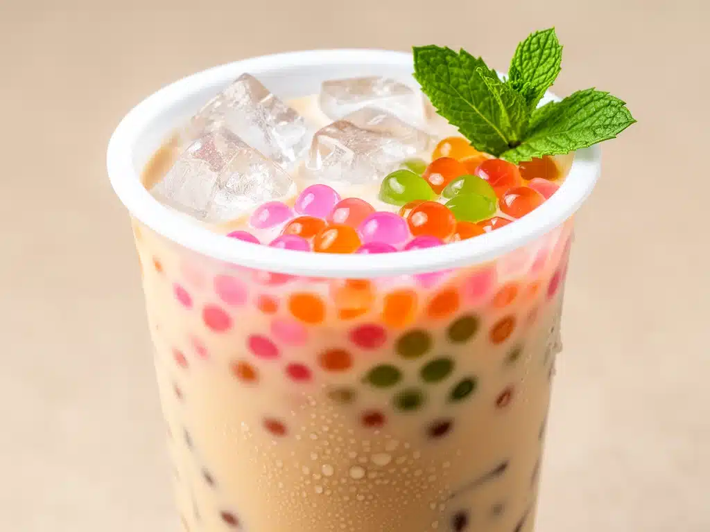 cremiger Bubble Tea mit Fruchtperlen - featured image