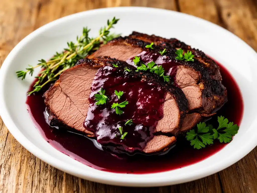 Klassischer Rinderbraten mit Rotweinsoße - featured image