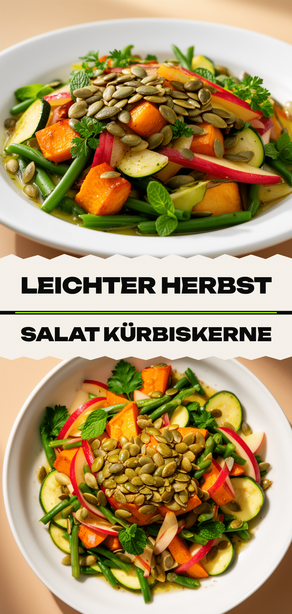 Leichter Herbstsalat mit Kürbiskernen: 5 Min. Rezept 5 leichten Herbstsalat mit Kürbiskernen recipe