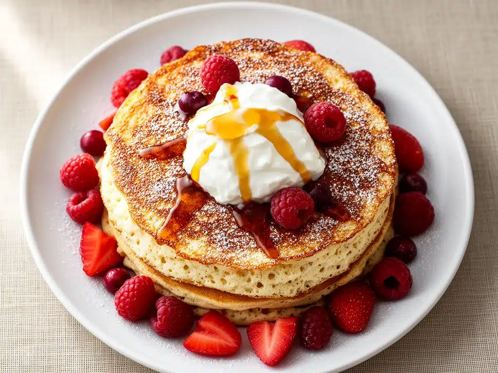 Proteinreiche Quark-Pfannkuchen: 10 Min. schnelle Low Carb Idee 4 proteinreiche Quark-Pfannkuchen preparation steps