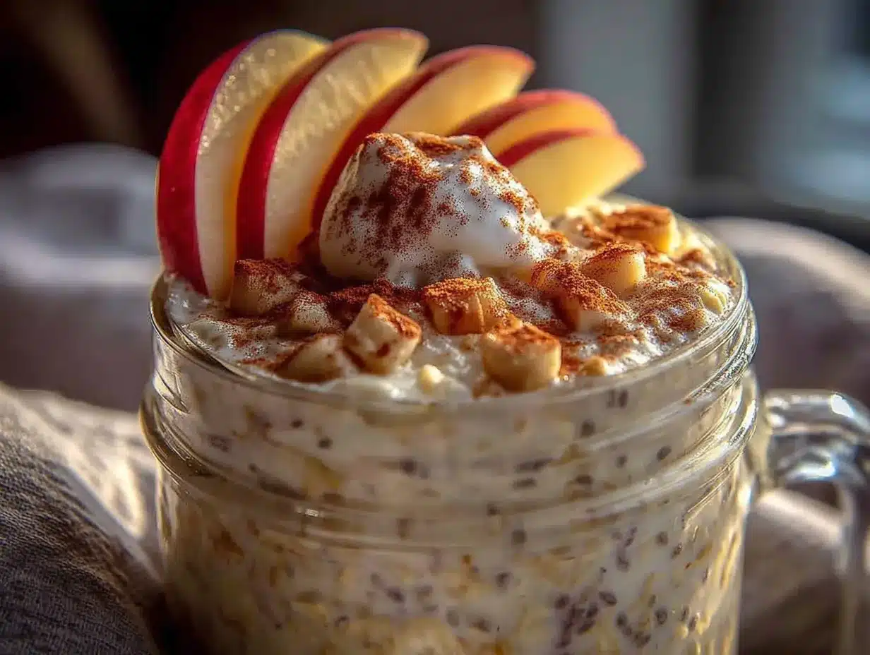 Über Nacht Haferflocken Apfel-Zimt: Meal Prep in 5 Min 4 Overnight Oats Apfel Zimt preparation steps