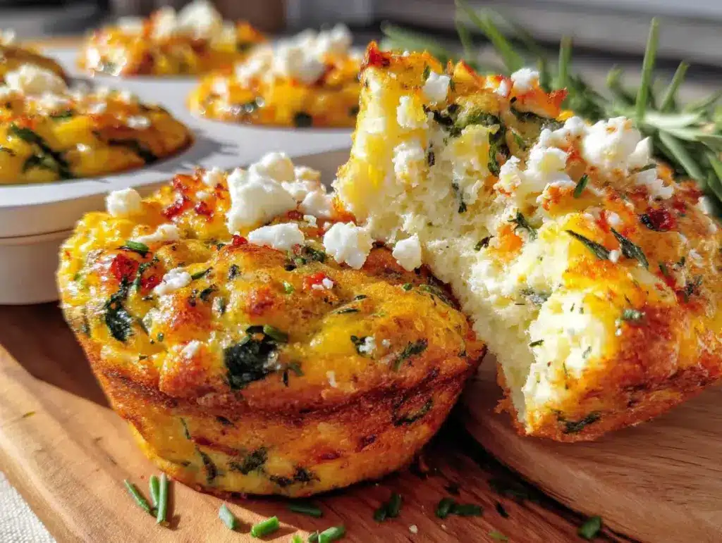 Rührei-Muffins mit Spinat und Feta - featured image